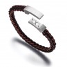 Braided two tone genuine leather bracelet style Hybrid, 2000 Gauss magnet
