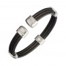 Trio Cable Black Satin by SABONAOF LONDON - 3 black stainless steel cables connected together and accented by 5 brushed stainless steel connector links, each having a 1200 gauss SmCo magnet